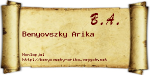 Benyovszky Arika névjegykártya